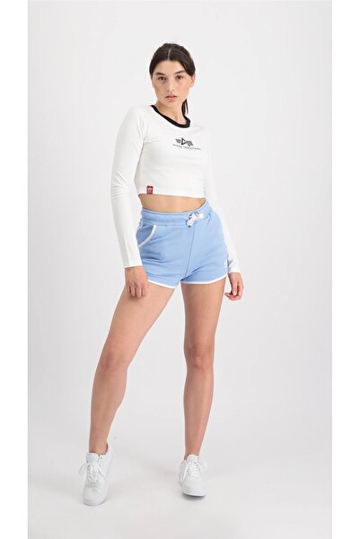 Alpha Industries Contrast Short SL Women's Shorts, Light Blue, Cotton, Size XS