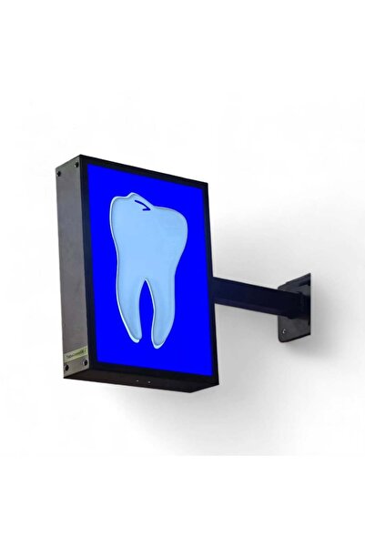 REKLAMCHI Kabartmalı Işıklı Mavi Diş Tabelası 40×30 Çift Taraflı LED Diş Tabe...