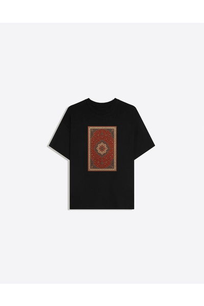 Disante Orinetal Carpet 2 Printed Crew Neck Oversize Trendy Women's T-Shirt