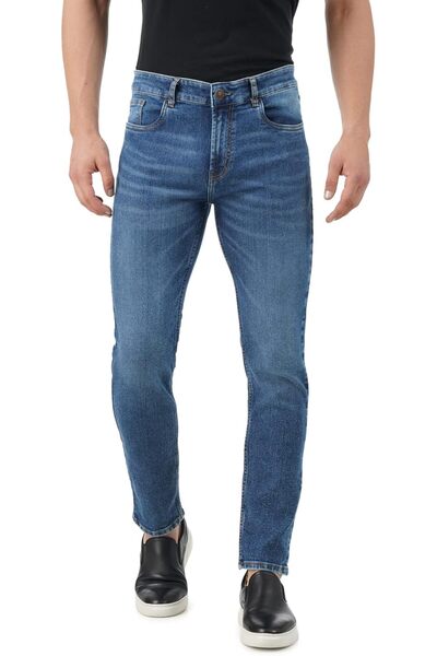 INKD Mid-rise stretch regular fit men's jeans from (Indigo - Sky Way, 30), blue