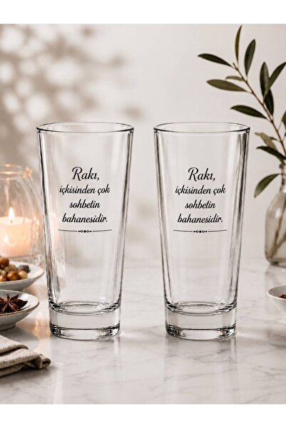 FH STLY Rakı Sözlü Kişiye Özel Tasarım Rakı Bardağı Seti – 2’li