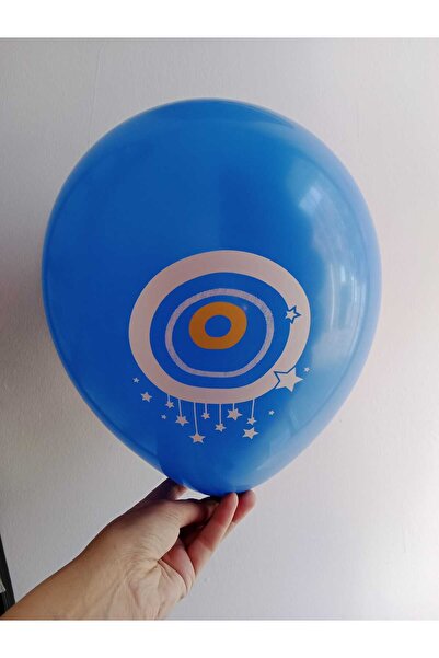 ZENCHES Nazar Boncuğu Baskılı Balon Mavi (1 adet)