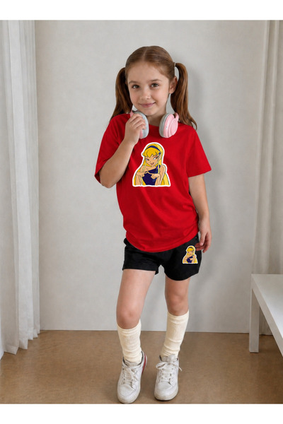 LORVEX Children's Shorts Set Girls (Shorts - T-Shirt) Printed Summer Sports C...
