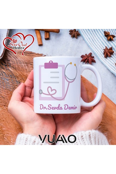 Doktora Özel İsimli Yazılı Kupa Bardak, Kişiye Özel Baskılı İsme Özel Kupa - Doktor Arkadaşa Eşe Hediye İsim Yazılı Kupa - Doktorlara Kupa Bardağı Çift Taraflı Baskılı Sağlık Çalışanı Meslek Kupası