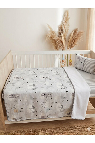 MAMARADUGA 100% Cotton Double Layer Flannel Baby Blanket Gray Sleepy Bear – S...