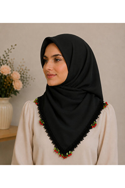 Butik Pamuklu Kiraz Boncuklu Yazma