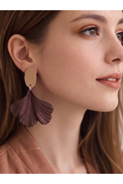 Fullment Ginko Leaf Beige - Brown Women's Earrings – Modern Technology, Aesth...