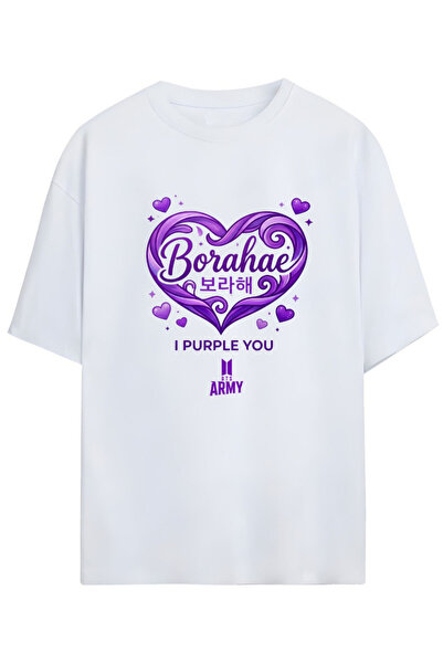 Grafftee Clothing BTS K-Pop Baskılı "BORAHAE I PURPLE YOU BTS ARMY" Yazılı Re...