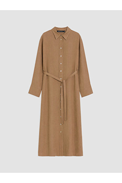 LC Waikiki Nevavm Belted 100% Linen Shirt Dress with a Difference
