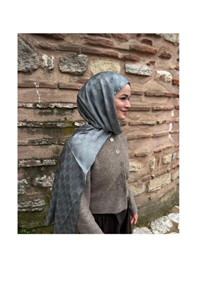 By Aheli MOODİVA Jakarlı Saten Polyester Şal Monogram Desenli