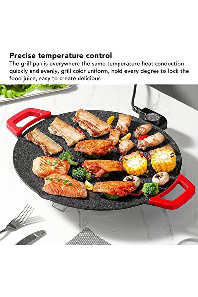 Generic Grill Pan 30cm, Non-Stick Electric BBQ Griddle, Portable Electric Grill Plate with Adjustable Temperature Control