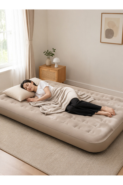 Bayt Aura Single Inflatable Air Mattress with Built-in Electric Pump, Flocked...