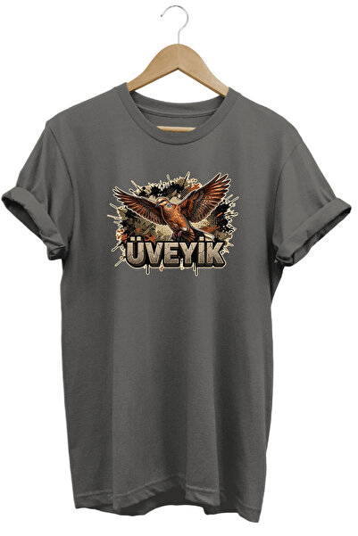 WİDİ Üveyik Graphic Printed Crew Neck Cotton Hunter Nature T-Shirt