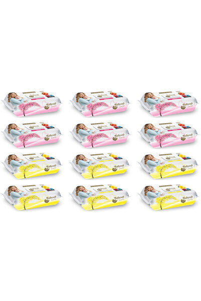 Babysoft Wet Wipes Mixed Box Pack 6 Strawberry and 6 Lemon 72 Counts x 12 Packs