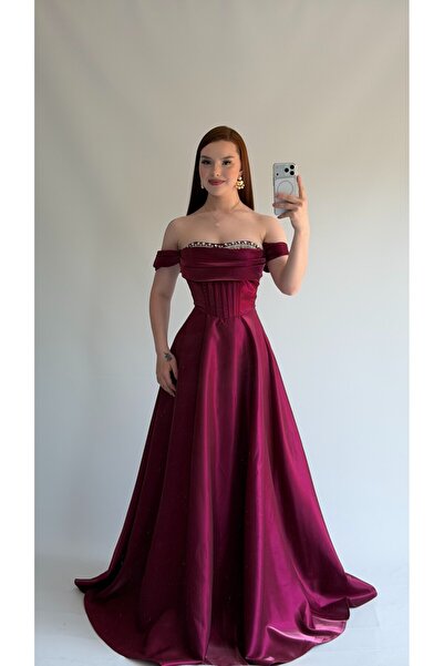 AYŞENUR DİNÇER Soft Glam Abiye Mürdüm