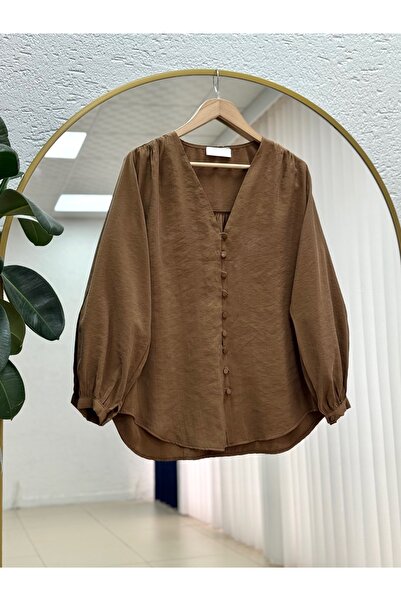 BENAHOLL Yaşam V-Neck Buttoned Cupra Shirt-Nl361.2 Light Brown