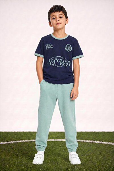 Perendi Boy's Printed T-Shirt and Sweatpants Set