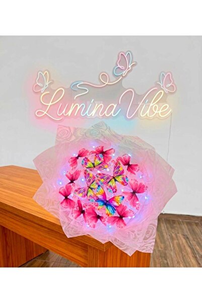 LUMİNA VİBE LED IŞIKLI KELEBEK BUKETİ LOVE AMBALAJ DEKORATİF KONSEPT HEDİYE A...