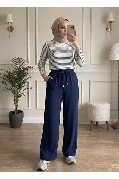 Bahar Altundemir Women's Wide Leg Aerobin Fabric Lace-Up Trousers