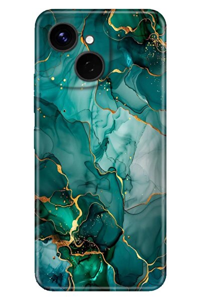 TECNO Spark 40C (KM4n) 6.67" Kılıf Green Marbles Temalı Desenli Darbe Emici S...