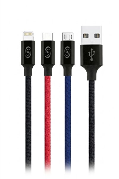 Fonex Cablu de incarcare 3in1, USB-A la Micro/Lightning/TypeC