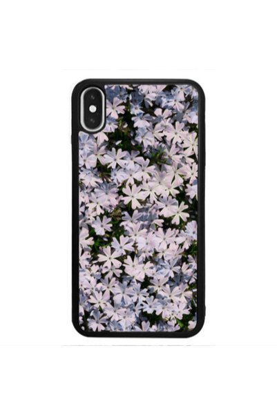 Other Apple iPhone Xs Max Flowers white Black Glossy Θήκη