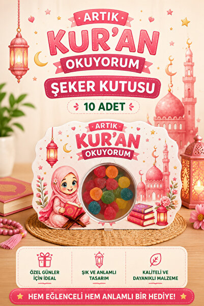 Sticker Ekspres 10 Pieces I Read the Quran Now Candy Box Special Design Gift ...