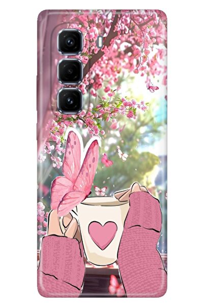 Cekuonline İnfinix Hot 50 Pro+ Plus 4G Kılıf Coffee Temalı Desenli Darbe Emic...