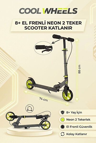Cool Wheels Güvenli Fren 2 Tekerlekli Katlanabilir Çocuk Scooter – El Frenli ...