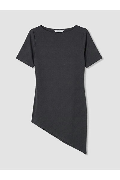 LC Waikiki Rmz Gi̇yi̇m Farkiyla Asymmetrical Cut Modal Blend Women's T-Shirt