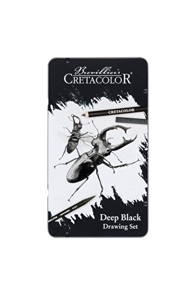 CretaColor Deep Black Drawing Set 10 Piece Metal Box (400 09)