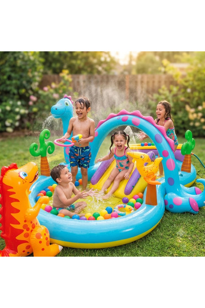 Intex Piscina gonflabila Dinoland, pentru copii, cu accesorii, 333 x 229 x 11...