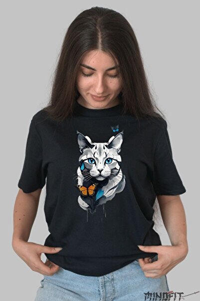 GILDAN Gray Cat T-Shirt