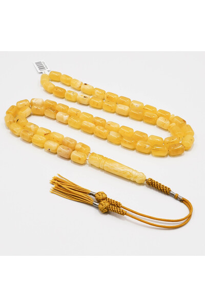 genernic Kaliningrad Amber Rosary 63 Beads, 50.5g, Barrel Cut Prayer Beads, 9...