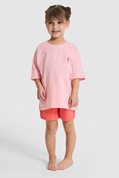 U.S. Polo Assn. طقم سالمون للبنات من الأسفل والعلوي 50326612-VR047