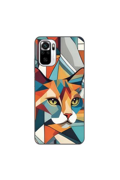 OEM Case compatible with Xiaomi Poco M5s Silicone Gel Tpu Pattern Cubic Cat Art