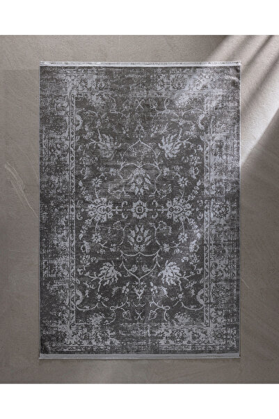 Madame Coco Aubane İplik Boyalı Kadife Halı - Koyu Gri - 160x230 cm