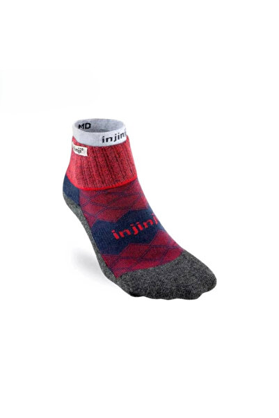 injinji MEN'S RUNNER + LINER MIDWEIGHT MINI CREW - S/M - أحمر