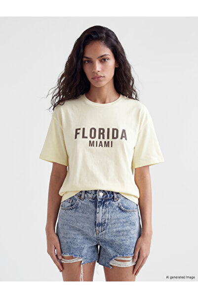 LC Waikiki Tricou de damă cu imprimeu Florida și atingere moale
