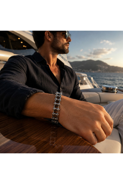 Prestij Boncuk Premium Steel Chain Men's Bracelet
