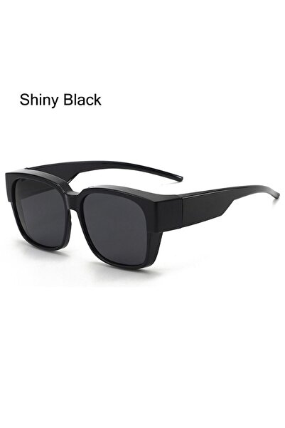 Choice4 Shiny Black Polarized Fit Over Glasses Sunglasses Trendy Square Wrap ...