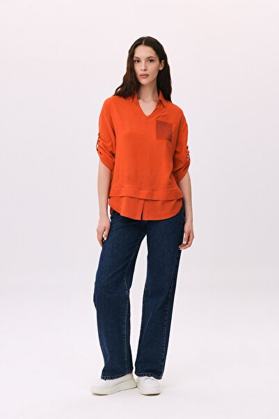 DAIDO Taş Cep Detaylı Gömlek Bluz