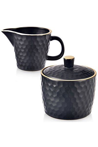Orion Zaharniță și recipient pentru frișcă, ceramică neagră, TEA TIME, 100 ml...