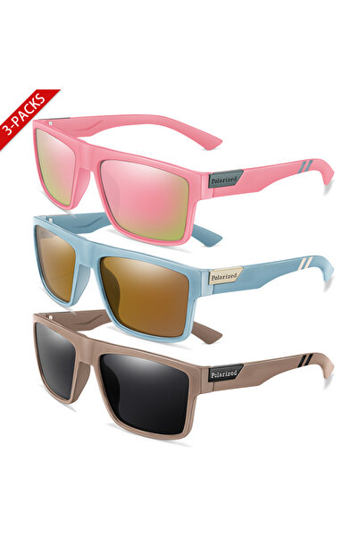 Choice6 AE20-25-26 3 Pairs Polarized Glasses Square Sunglasses UV400 Outdoor ...
