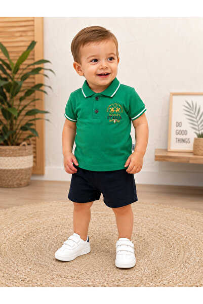 Chicsy Baby Baby Boy Polo Collar Shorts Set Red Navy Blue Summer 2-Piece Set