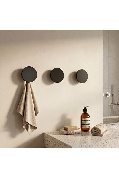 WOCHMANN Banyo İçin Siyah Havlu Askıları, 3'lü Duvar Askıları, Yuvarlak Banyo...