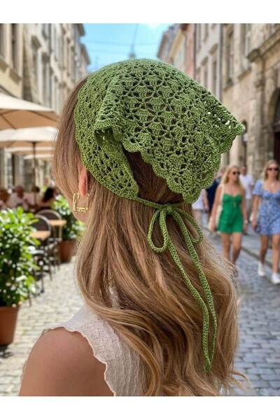 ARTTMACRAME Ženska čipkasta bandana, pletena bandana