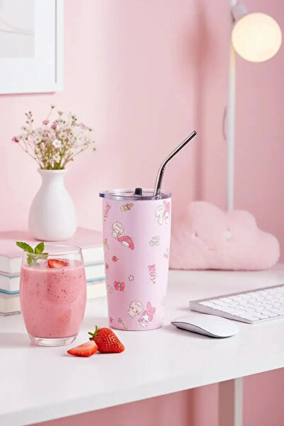 Miniso Sanrio licensed my melody stainless steel water bottle with straw – 30...