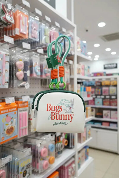 Miniso حقيبة عملات معدنية بتصميم ريترو مرخصة من Bugs Bunny - مزودة بحزام وسحاب