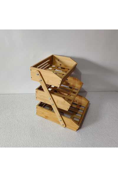 OEM Etajera cu 3 polite din bambus, 30cm x 34cm x 40cm